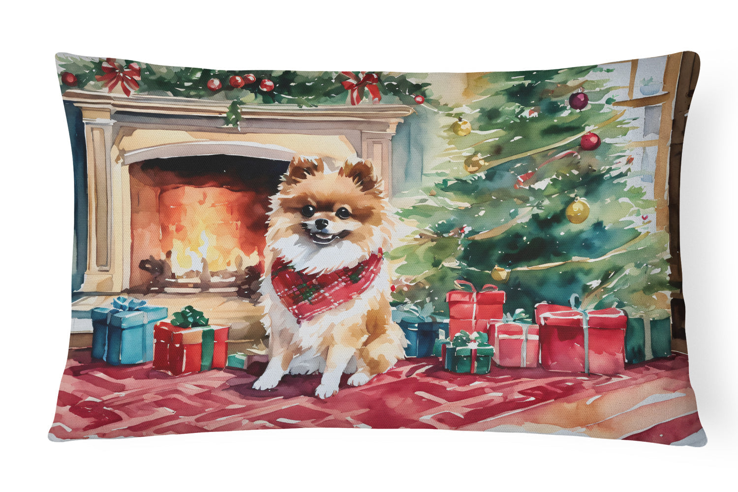 Pomeranian Cozy Christmas Throw Pillow