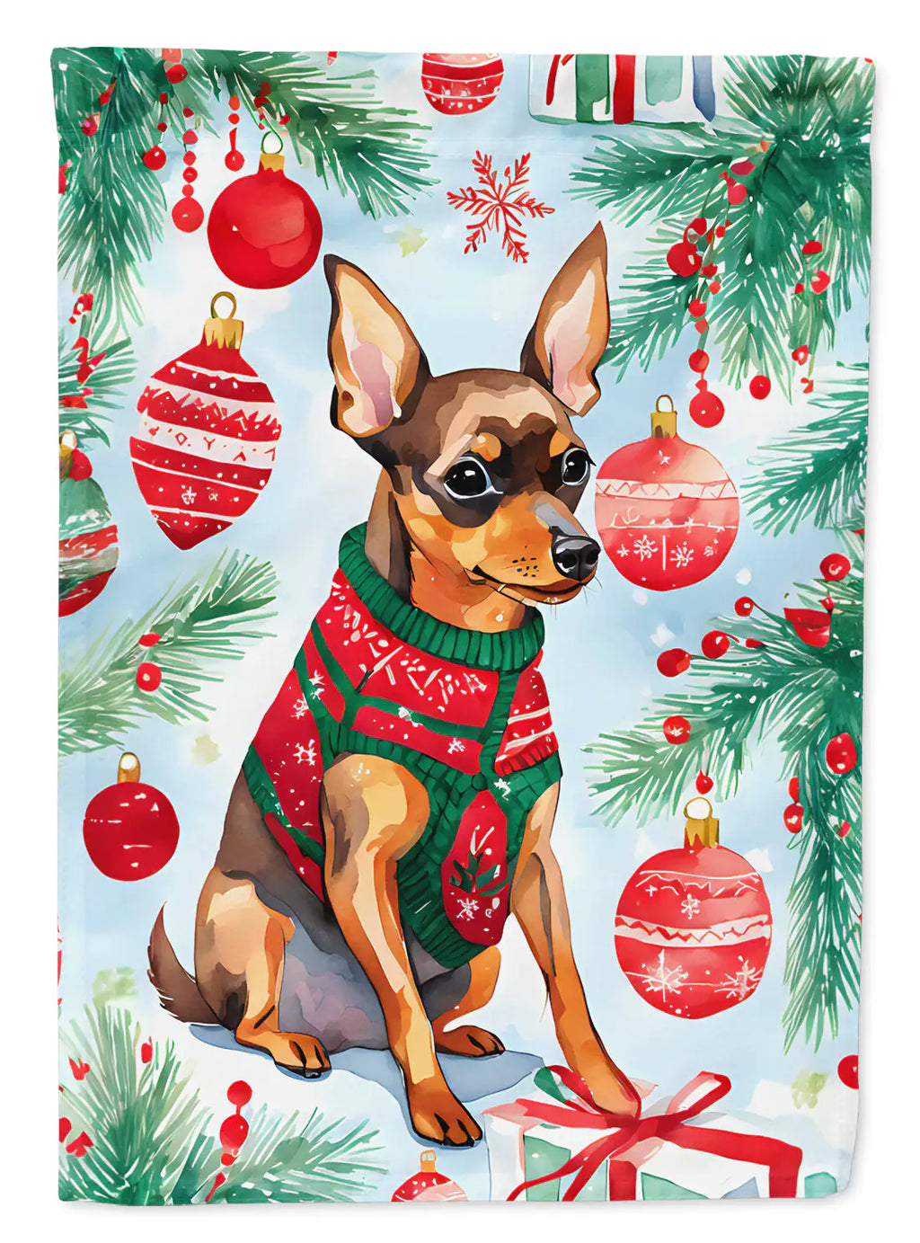 Miniature Pinscher Christmas Garden Flag