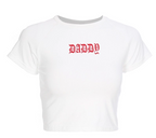 Crop Top with Letter Print and Slim Fit T-Shirt
