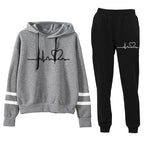 Cardiogram Love Printed Hooded Sweater Set