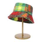 Cashmere Tie-Dyed Plaid Woolen Basin Hat for Winter | Embroidered Cap