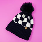 Fashion Week Checkered Pom Beanie | Embroidered Cap