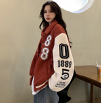 Embroidered Thick Warm Lamb Wool Cotton Coat
