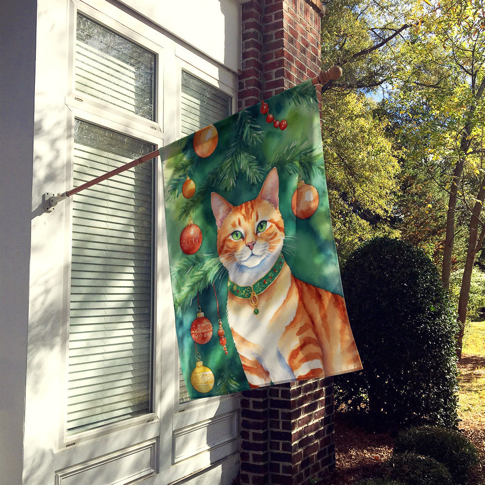 Suphalak Cat By the Christmas Tree House Flag