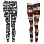 Christmas Print Plus Size Stretch Pants with Reindeer