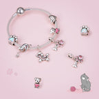 Silver Opal Paw Print Charm Bead