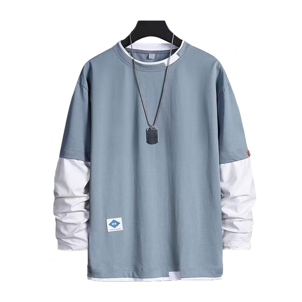 Men's Long Sleeve Two-Piece Pullover with Contrast Color | Streetwear