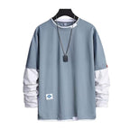 Men's Long Sleeve Two-Piece Pullover with Contrast Color | Streetwear