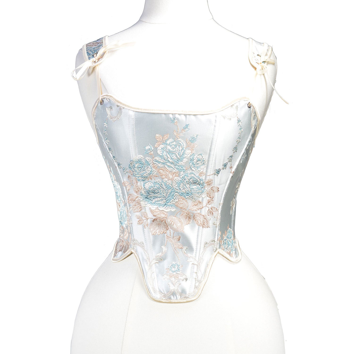 European Style Floral Embroidery Corset Top
