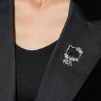 Rhinestone Cat Brooch Pin