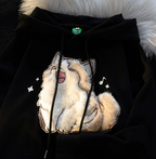 Embroidered Kitten Women's Fleece-lined Hooded Sweatshirt | Streetwear