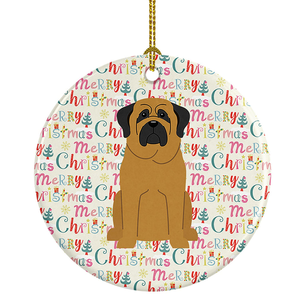 Merry Christmas Mastiff Ceramic Ornament