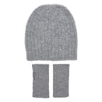 Gray Loop Knit Alpaca Beanie | Embroidered Cap