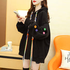 Korean Style Button Stitching Drawstring Blouse Jacket