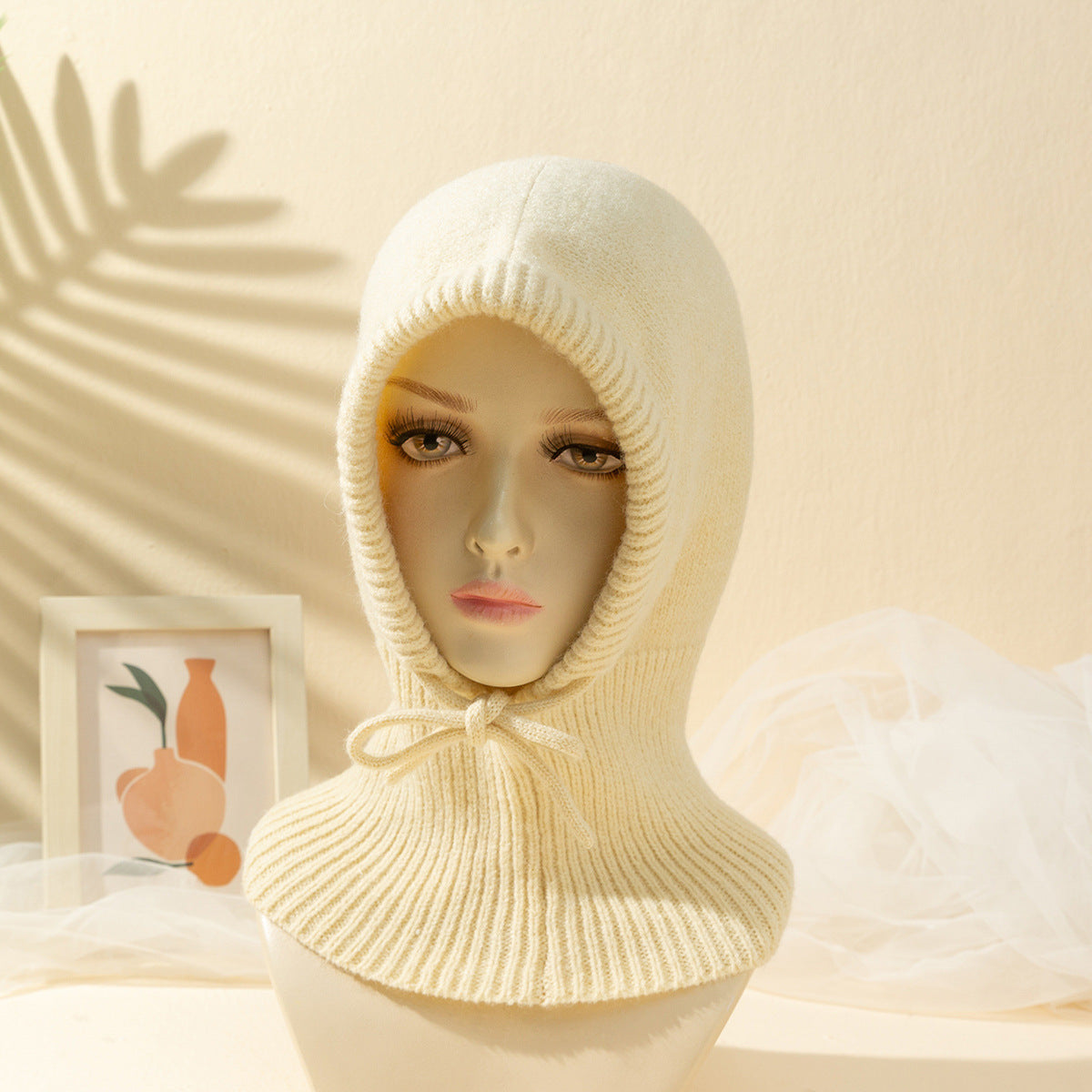 Women's Solid Color Drawstring Beanie Hat for Winter | Embroidered Cap