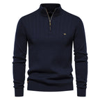 Men's Solid Color Half-Zip Stand Collar Sweater