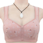 Front-Button Wireless Floral Bra