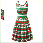 Christmas Elk Digital Printed Sleeveless Women's Dress