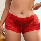 Lace Trim Open-Crotch Women's Lingerie with Pearls