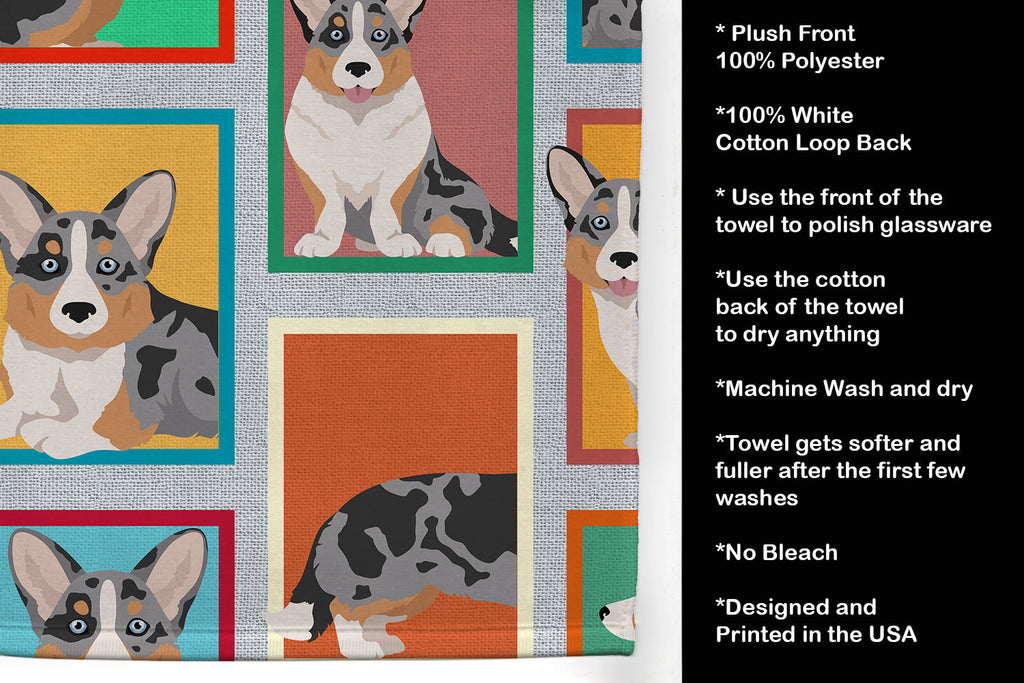 Lots of Blue Merle Welsh Cardigan Corgi Kitchen Towel