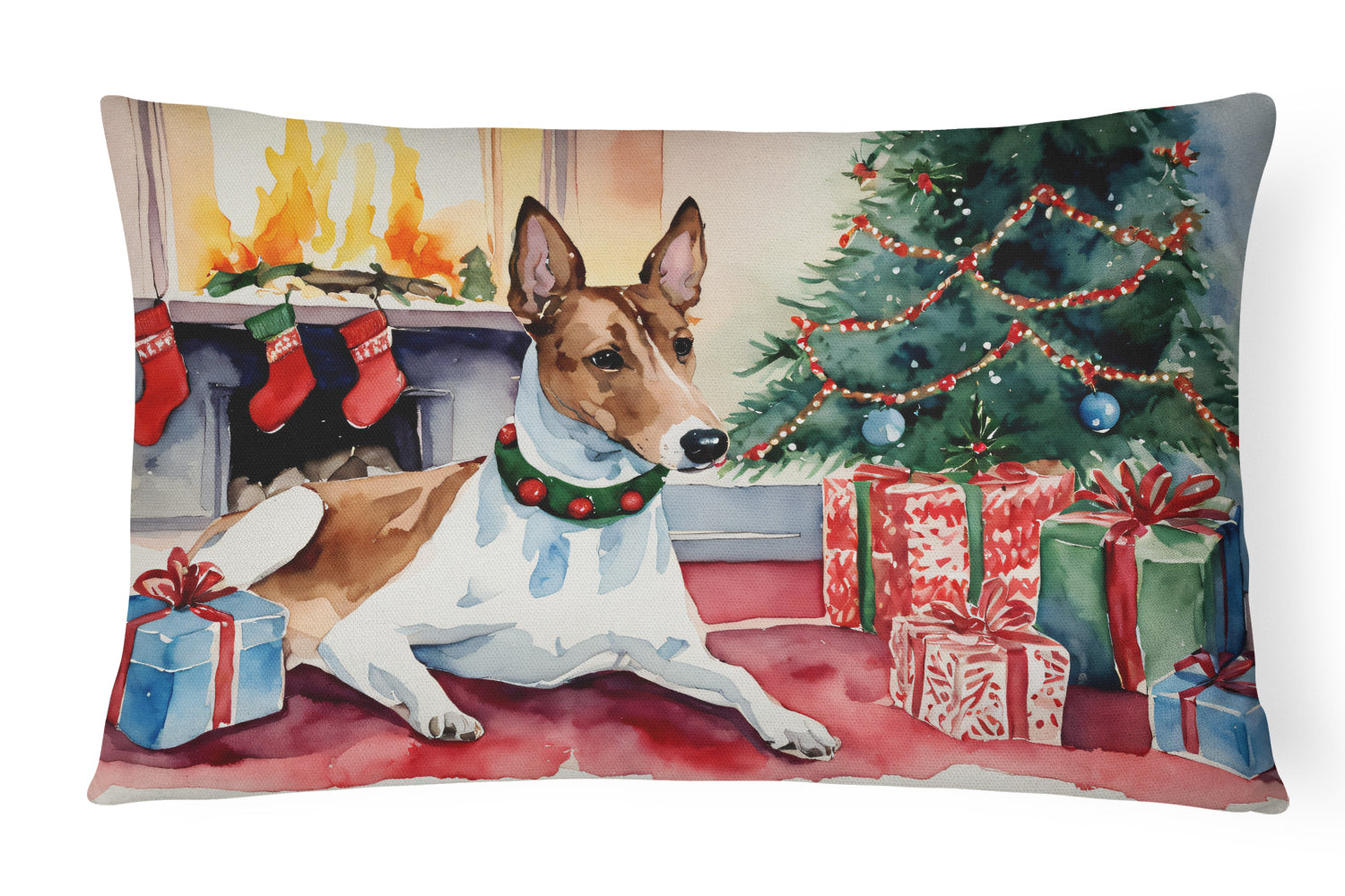 Basenji Christmas Throw Pillow