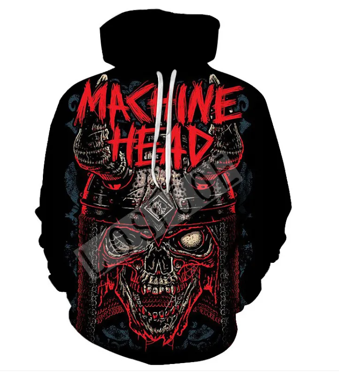 Printed Skull Head Hooded Sweater