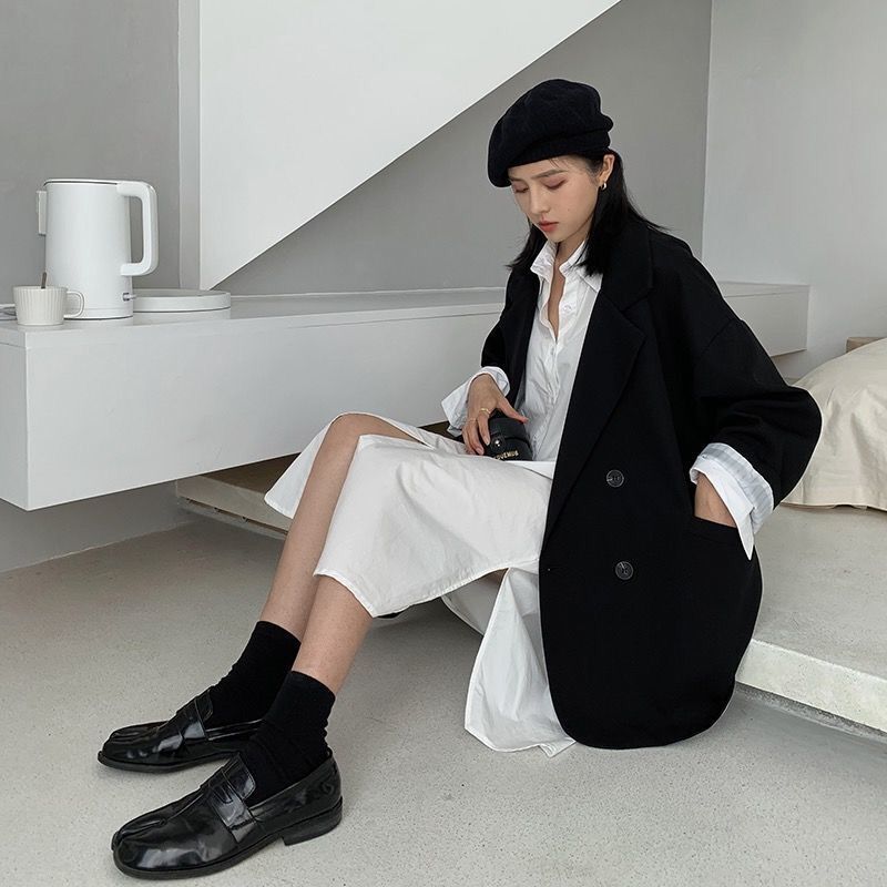 College Style Loose Fit Suit Jacket