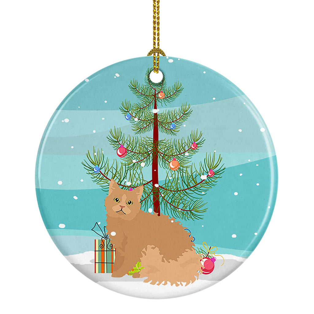 Selkirk Rex Cat Christmas Ceramic Ornament