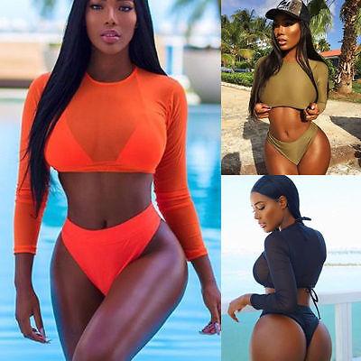 Sheer Mesh Bikini Swimsuit Set (Three Pieces)