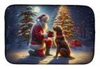 Chesapeake Bay Retriever and Santa Claus Dish Drying Mat
