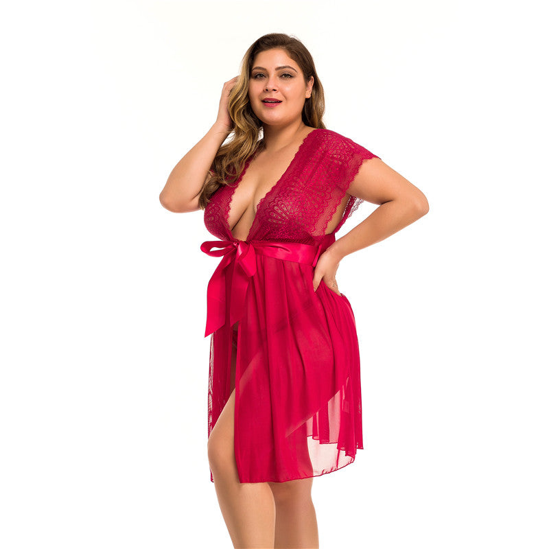 Plus Size Lingerie with Skirt and Tie - Wholesale Factory