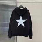 Y2K Aesthetic Star Print Hooded Sweatshirt for Men | Streetwear