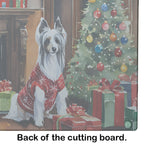 Chinese Crested Cozy Christmas Glass Cutting Board
