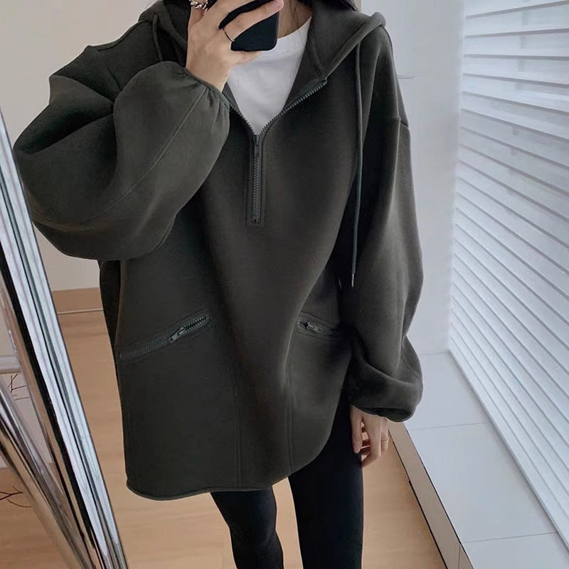 Plus Size Women's Zipper Sweater Coat Top