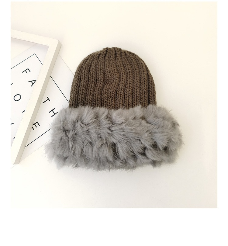 Women's Wool Fur Spliced Fisherman's Hat | Embroidered Cap
