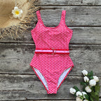 2023 New Pink Wavy Pattern Bikini Swimsuit