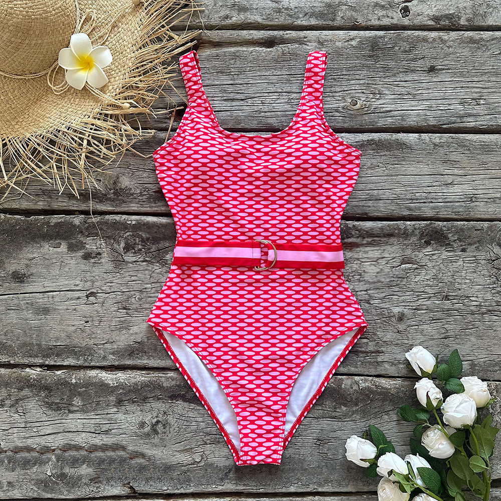 2023 New Pink Wavy Pattern Bikini Swimsuit