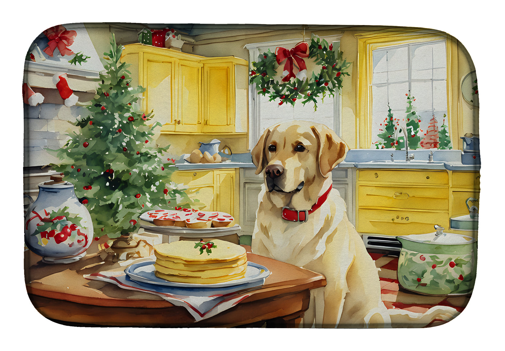 Labrador Retriever Christmas Cookies Dish Drying Mat