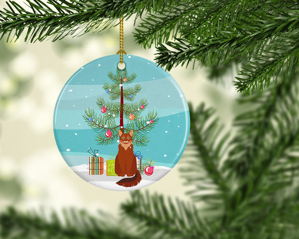 Somali Cat Christmas Ceramic Ornament