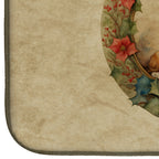 English Toy Spaniel Christmas Flowers Dish Drying Mat