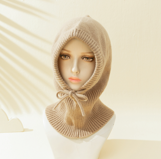 Women's Solid Color Drawstring Beanie Hat for Winter | Embroidered Cap