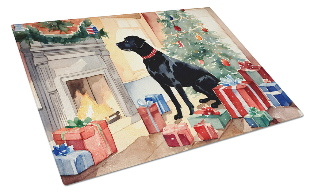 Labrador Retriever Cozy Christmas Glass Cutting Board