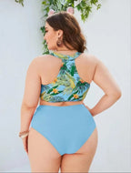 2023 Plus Size High Waist Digital Print Swimsuit