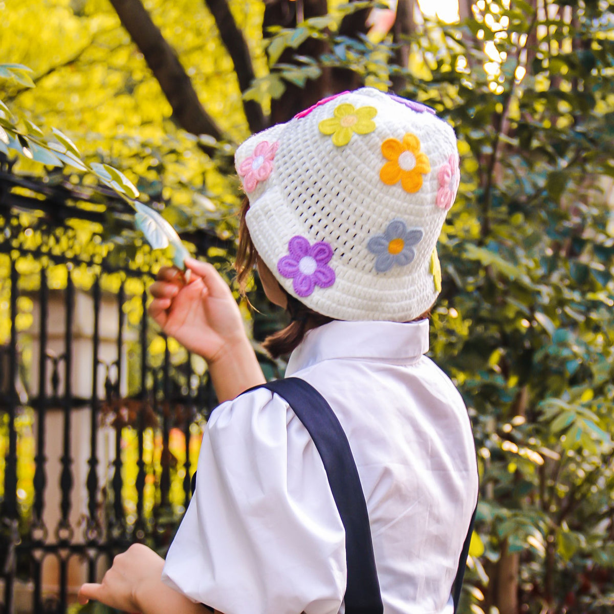 Korean Style Wool Crocheted Handmade Flower Hat | Embroidered Cap