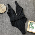 Multi-Color High-Waist Triangle One-Piece Swimsuit