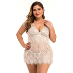 Lace Plus Size Lingerie and Sleepwear Set