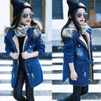 Denim Trench Coat with Velvet Padded Waist