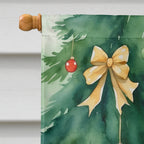Turkish Van Cat By the Christmas Tree House Flag