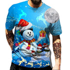 Christmas Print Casual Men's Polyester T-Shirt | Streetwear