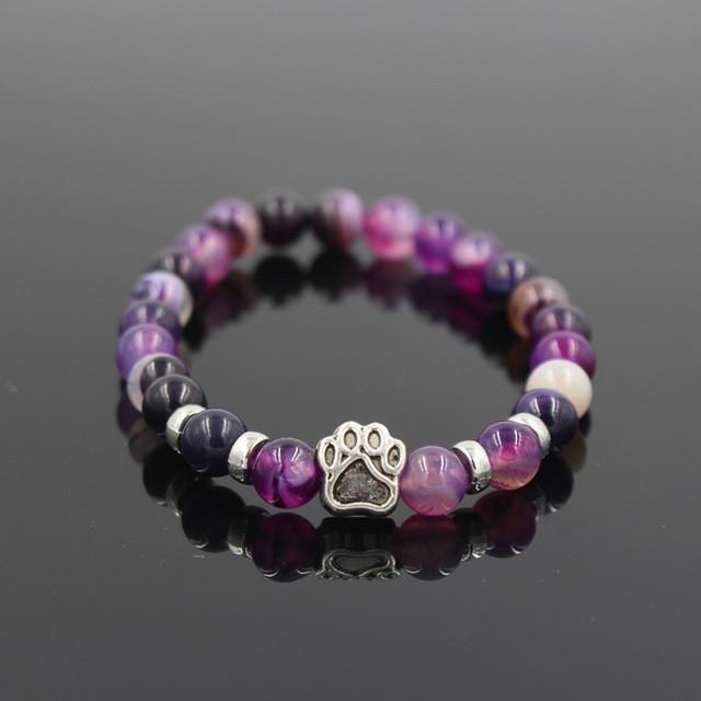 Lava Stone Dog Paw Heart Bead Bracelet